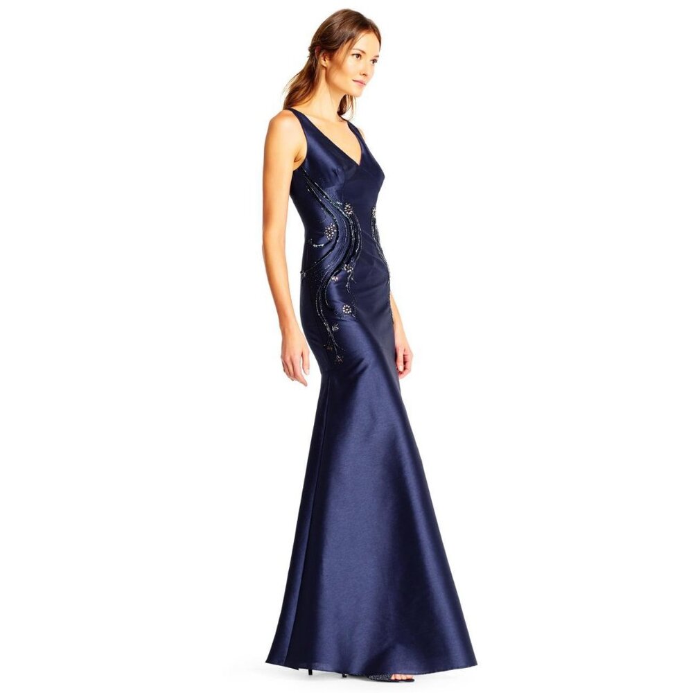 Side Beaded Long Sleeveless Formal Dress